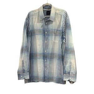 True Measure Casual Blue and White Plaid Shirt